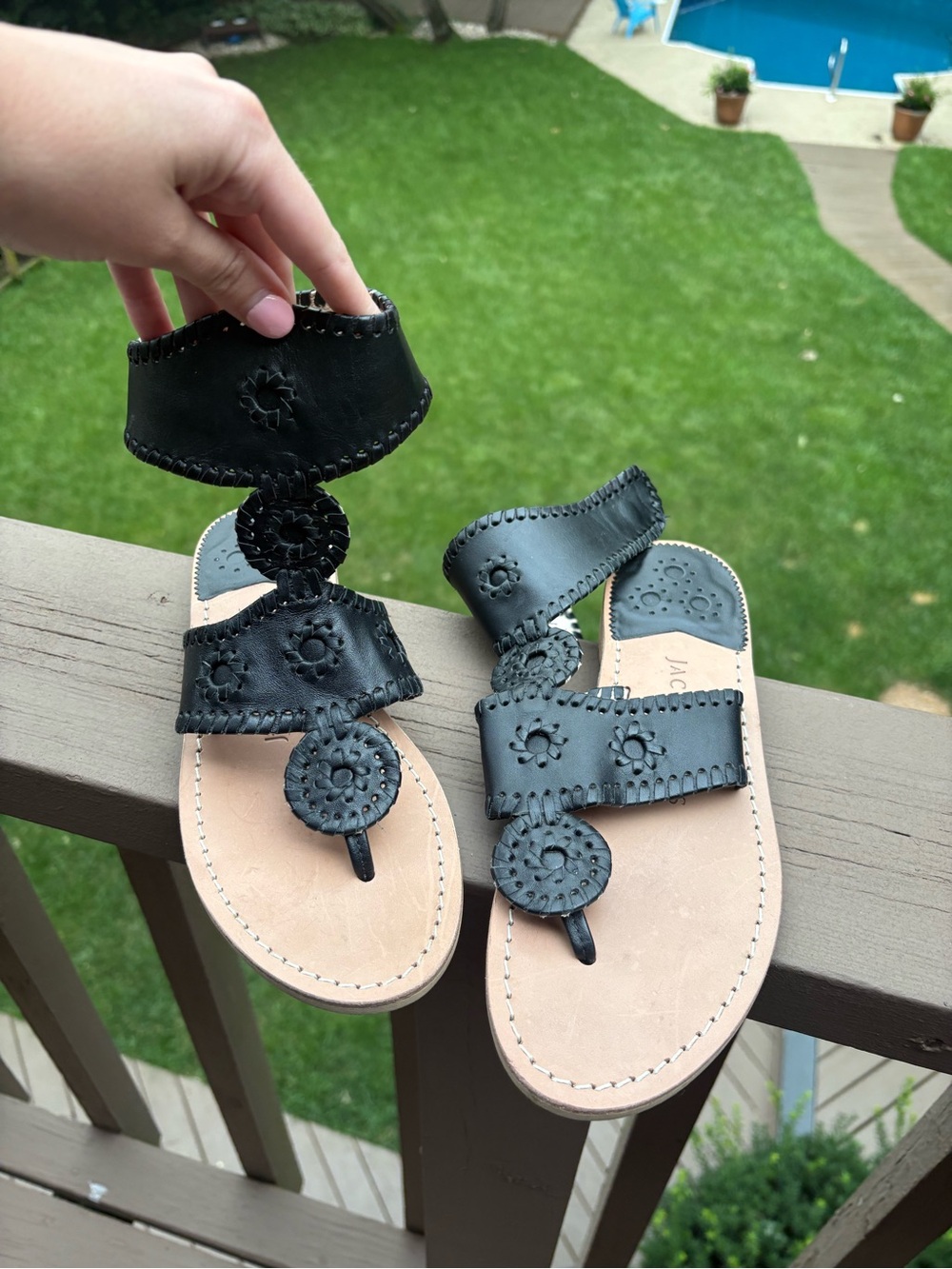 Jack Rogers Black Leather Gladiator Sandal